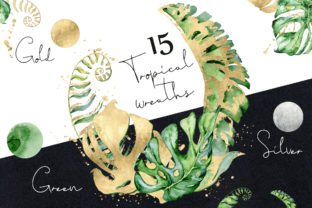 15 Tropical Wreaths Watercolor for Digital Illustrations