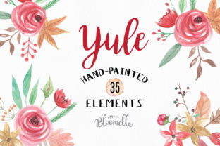35 Watercolour Yule Winter Clipart Elements for Festive Illustrations