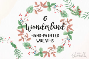 6 Watercolour Wonderland Winter Wreaths Clipart for Brand Design