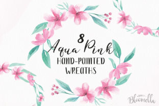 8 Watercolour Aqua Pink Illustrations: A Versatile Design Asset for Crafters