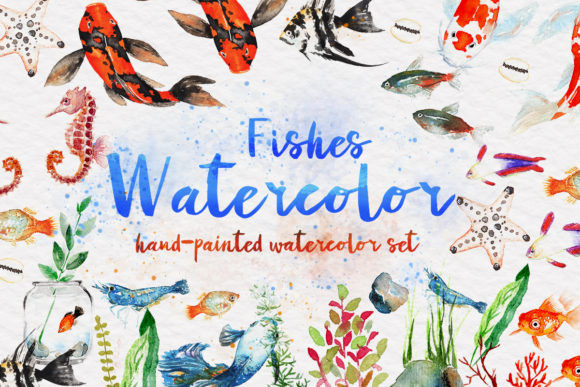 Beautiful Fishes Watercolor Set: A Fresh Illustration for Creative Projects