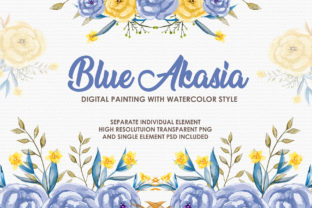 Blue Akasia Watercolor Floral Style for Local Business Illustrations