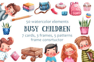 Busy Children - Watercolor Clip Art Set Review for Real Embroidery Projects
