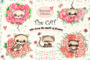 Cats and Flowers Watercolor Illustrations for Digital Sellers