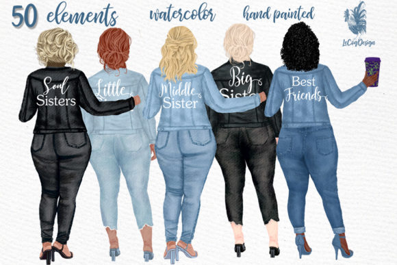Curvy Girls Plus Size Girls Clipart for Handmade Businesses