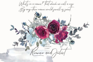 Elegant Watercolor Burgundy and White Roses Clipart for Crafting