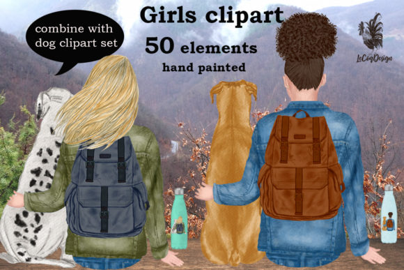 Girls Clipart, Best Friend Illustrations for Real Crafting Projects