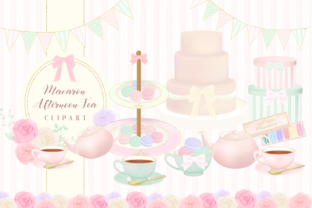 Macaron Afternoon Tea Party Cliparts: A Versatile Illustration for Creative Content