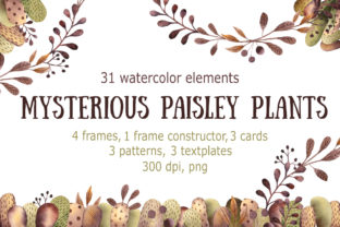 Mysterious Paisley Plants: A Watercolor Illustration Set for Creative Brands