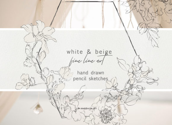 Pencil Sketched Fine Line Flowers Illustrations