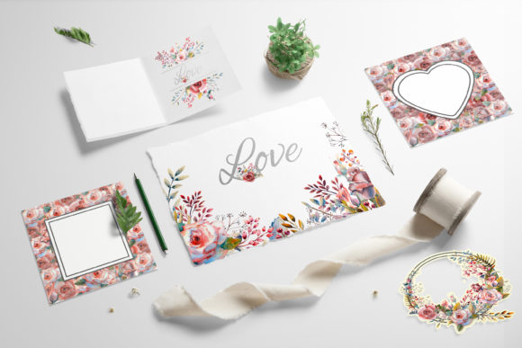 Pink Rose Watercolor Set: A Versatile Illustration for Creative Projects