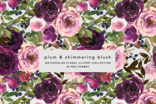 Plum Blush Floral Clipart Set for Illustrations