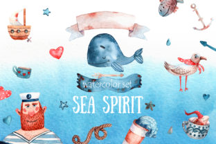 Sea Spirit Watercolor Clip Art Set for Illustrations