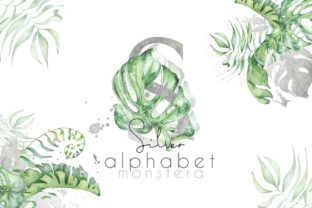 Silver Monstera - Tropical Leaves Alphabet Illustrations