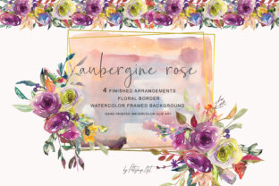 Watercolor Aubergine Rose Arrangements: A Versatile Illustration for Handmade Creations
