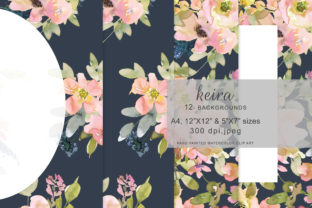 Watercolor Blush Floral on Navy Background: A Versatile Illustration for Digital Sellers