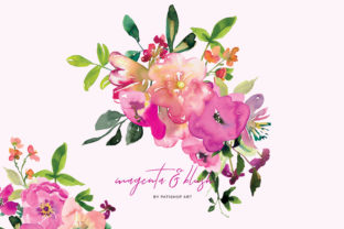 Watercolor Magenta and Blush Clipart for Digital Illustrations
