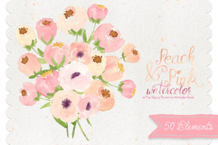 Watercolor Peach and Pink Flower Illustrations: A Versatile Design Asset for Content Creators