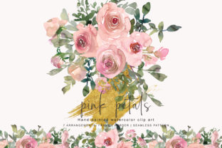 Watercolor Pink Blush Flower Clipart for Commercial Illustrations