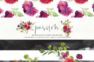 Watercolor Red Purple Flowers Arrangement Clipart Review