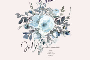 Watercolor White Light Blue Roses Illustrations for Local Business Branding