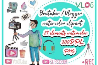 Youtuber Watercolor Clipart: A Fresh Illustration for Local Branding